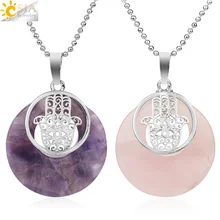 Csja натуральный Круг Подвеска из камня и хрусталя Фатима хамса на руку с ладонью Подвески Ожерелья защитный амулет ювелирные изделия для женщин мужчин G141