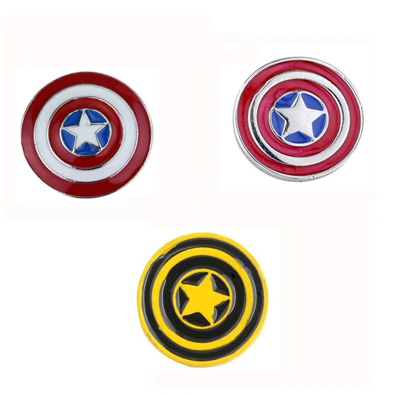 

RJ Fashion 3 Style Movie The Avengers 3 Superhero Series Yellow Red America Captain Shield Icons Metal Badges Men Gift Brooches