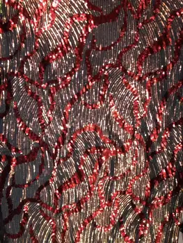 

2019 High Quality African Lace Fabric Organza French Net Embroidery Sequins Tulle Lace Fabric For Nigerian Party Dress
