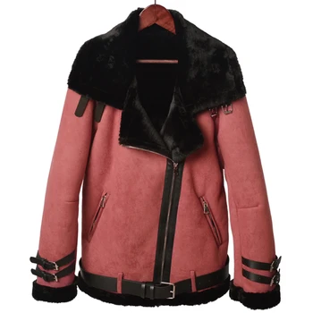

Russian Winter Style Woman Fur Lined Jackets and Coats Brand Designer Automotive Sheepskin Overcoats Women XXXL Plus Size A300