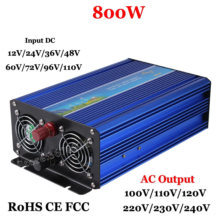 800 W решеточный инвертор, Чистая синусоида Инвертор солнечной энергии и энергии ветра система 60 V/72 V/96 V/110 V/постоянного тока в переменный ток 100/110/120/220/230/240 V