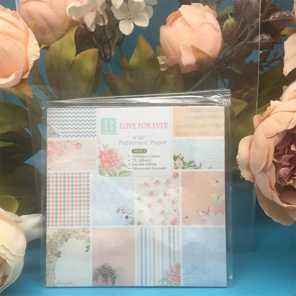 

24pcs/Pack 6*6inch Love For Ever Patterned Paper Pack Scrapbooking DIY Planner Card Making Journal Project Letter Pad