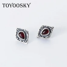 TOYOOSKY, новинка, настоящее 925, тайское серебро, ручная работа, простая серьга-гвоздик капля, серьги, ювелирные изделия для женщин