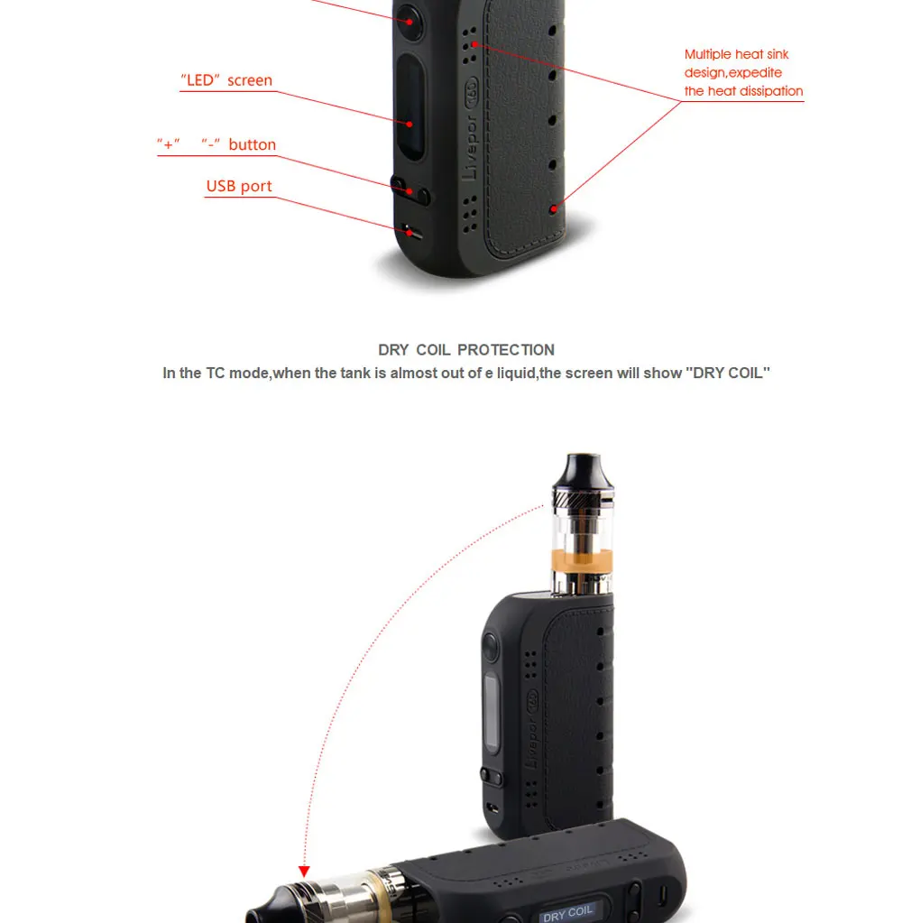 Original Electronic Hookah Yosta Livepor 160 Box Mod 160W Vape VWTC With Dry coil Protection OLED Screen TC Vaporizer Cigarette (3)