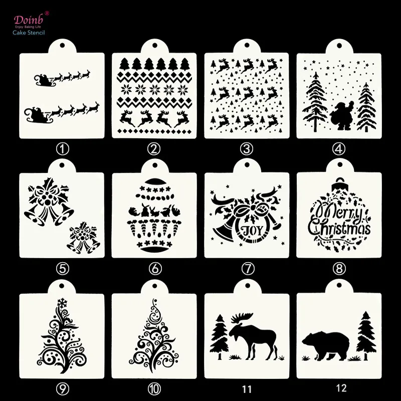 

Christmas Tiramisu Cake Stencil Mold Decoration Baking Moulds Wall Painting Album Embossing DIY Craft Tool