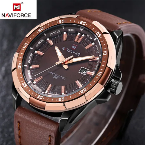 NAVIFORCE Reloj hombre 2016 бренд часы для мужчин Милитари кожаный ремешок для мужчин повседневное кварц-часы relogio masculino мужской армейские часы