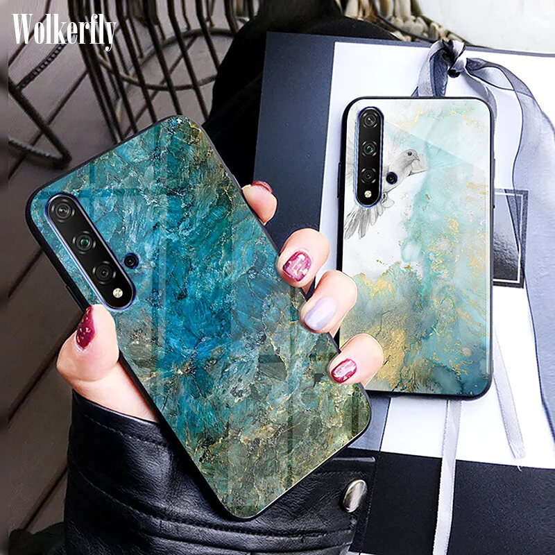 

Colorful Marble Glass Case For Huawei Mate 20 P20 P30 Lite Pro P Smart Y5 Y6 Y7 Y9 2019 Honor 20 10i 8S 8X 8C 8A Nova 5 5i Case