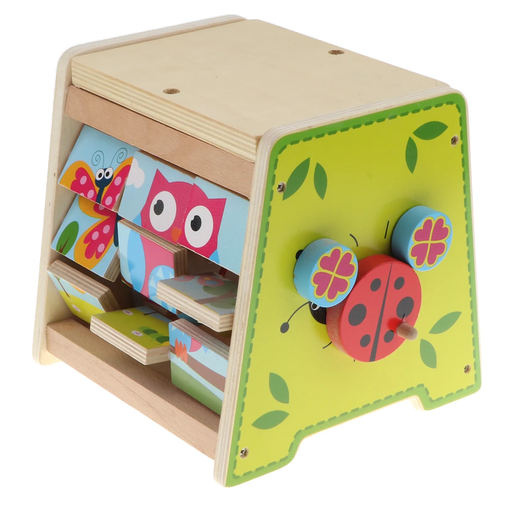 Multifunctional Wooden Box Toy Building Blocks for Jigsaw Matching Puzzles Animal Gear Games Baby Toddler Sensory Developmental