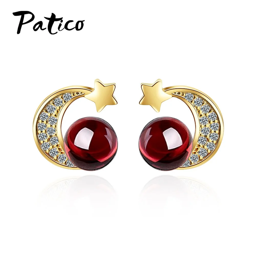 Donne S90 Metallo Luna Stelle Zircone Cubico Orecchini Con Perno Coreano Di Disegno Semplice Dei Monili Dell'Orecchio Facile Usura Bella Brinco All'In