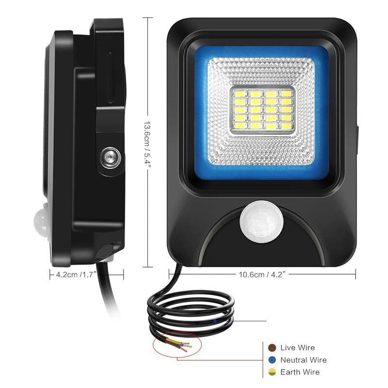 Светодиодный датчик движения 10 Вт Светодиодный прожектор огни прожекторы с инфракрасным датчиком индукционный датчик отражатель Уличный настенный светильник IP66 30