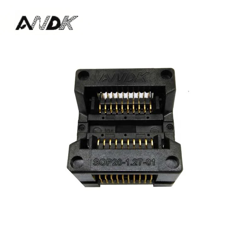 

SOP20 SOIC20 SO20 Burn in Socket Pitch 1.27m IC Body Width 5.4mm 209mil Flash Test Socket Adapter OTS20-1.27-01