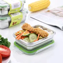 Коробка для хранения из нержавеющей стали прямоугольная коробка для обеда Bento Box герметичная портативная коробка для еды для пикника и школы