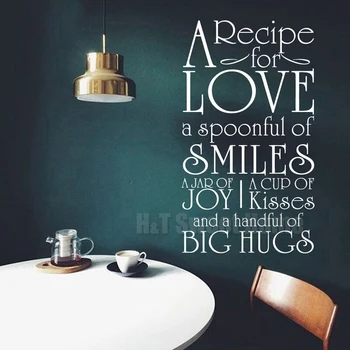 

Recipe For Love A Spoonful Of Smiles Diet-Kitchen Vinyl Wall Sticker Decal Quote Word Art Home Décoration Mural GA093