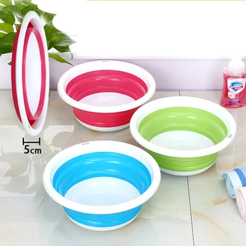 

Folding Silicone washbasin Food Container Wash Basin Space Saving Durable Bucket Travel Washing Water Holder 25.5x25.5x10.5cm