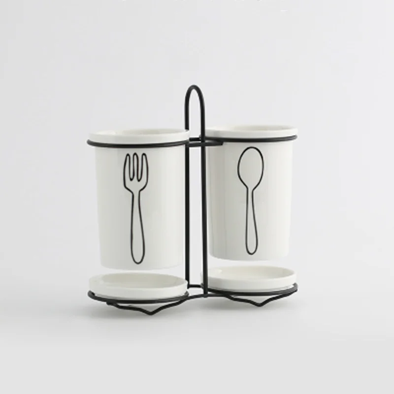 Европейская корзинка для палочек для еды керамическая подставка под палочки для еды кухонный металлический стеллаж для хранения домашние палочки для еды ведро посуда трубка сливная клетка - Цвет: storage rack style 3
