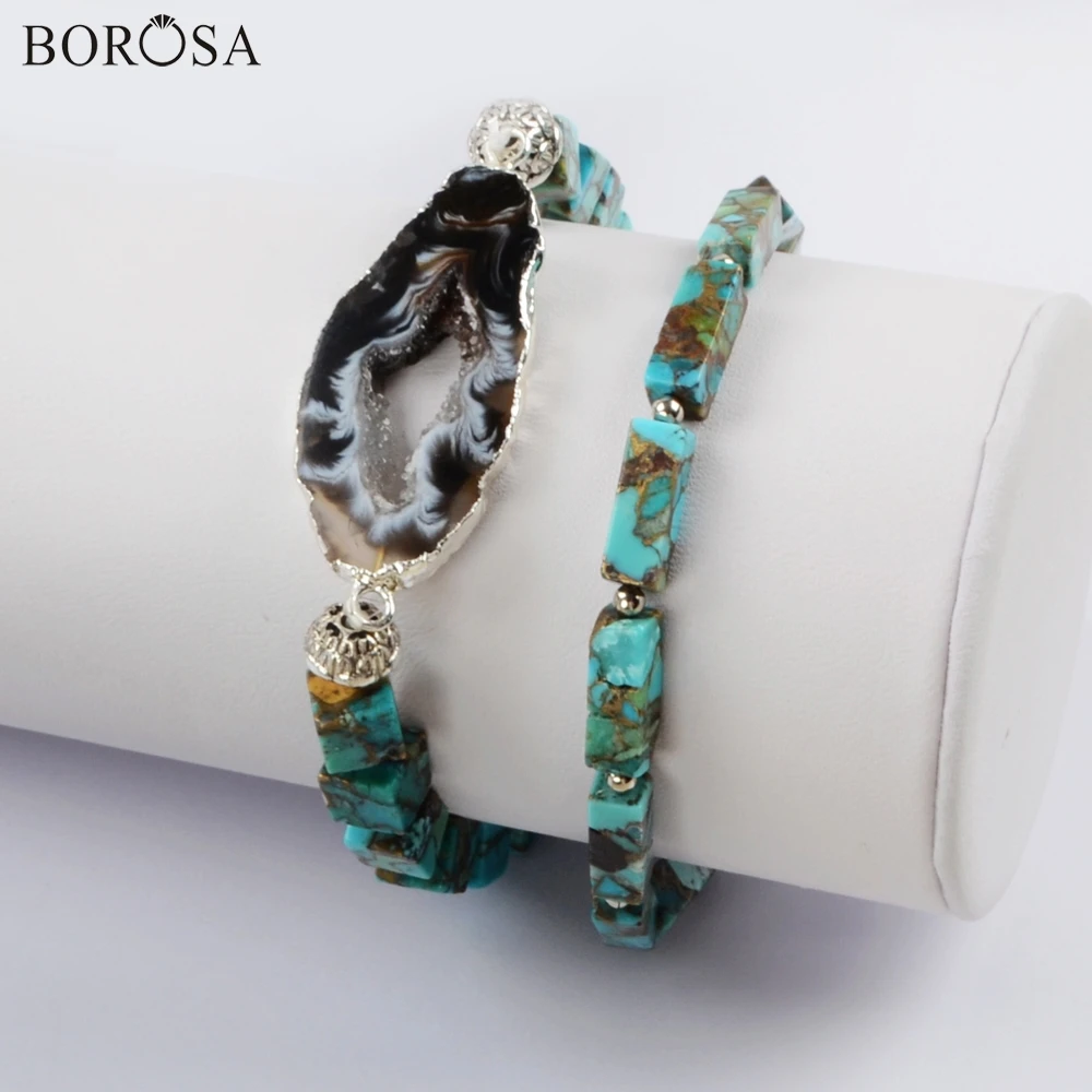 BOROSA 3/5 комплектов натуральный серебристый цвет Onyx кулон Агаты друзы кусочки с