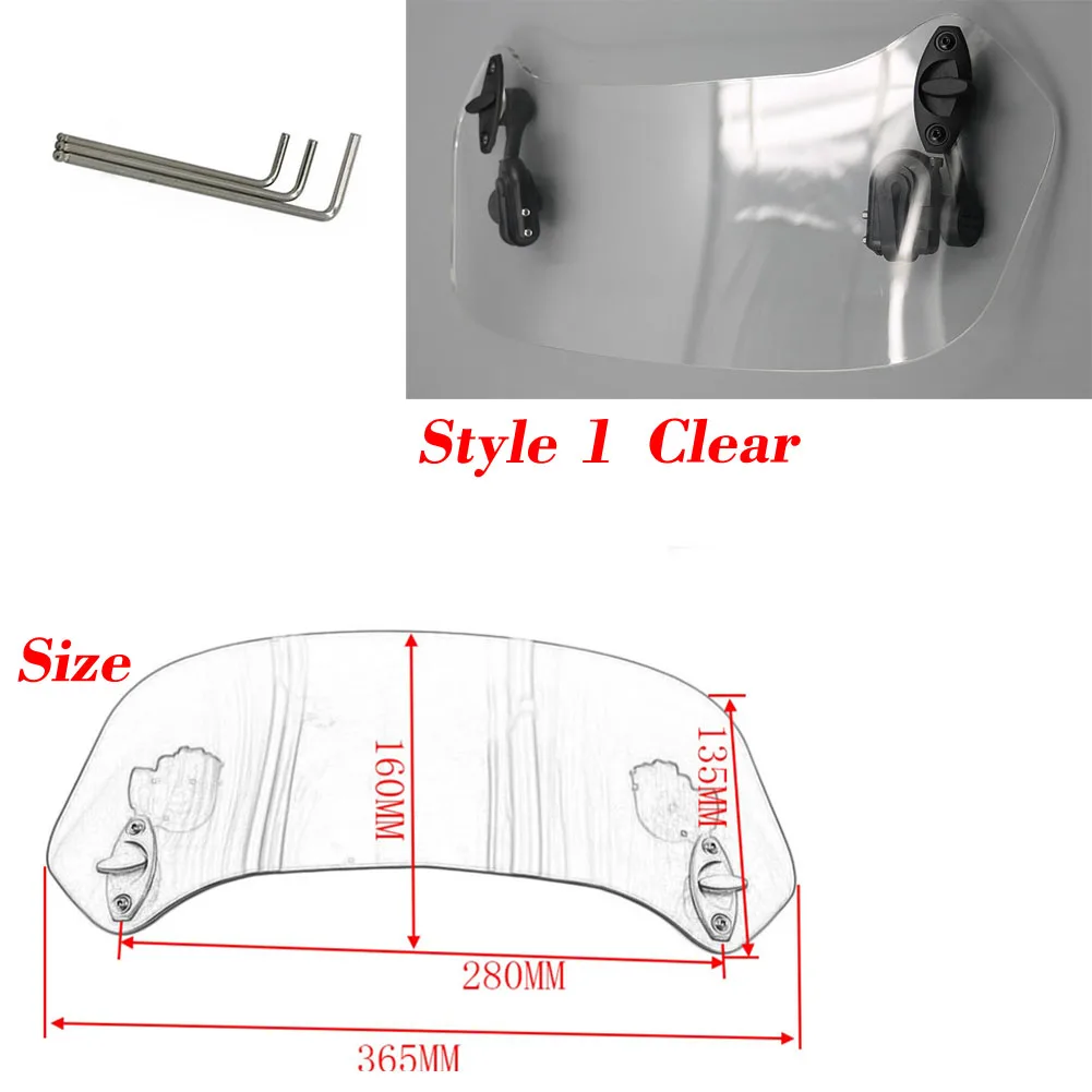 Мотоцикл Регулируемый лобовое стекло расширение ветрового стекла спойлер защита от ветра для Honda Suzuki Yamaha Kawasaki BMW KTM - Цвет: Style 1 Clear