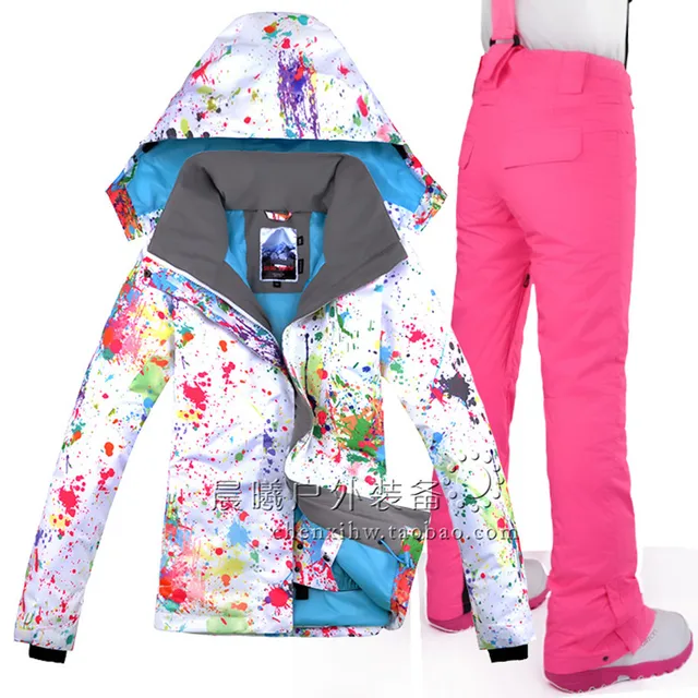 Cheap Gsou Snow Women Ski Suit Windproof Waterproof Camping Riding Snowboard Skiing Camping Riding Thicken Thermal Super Warm Clothing