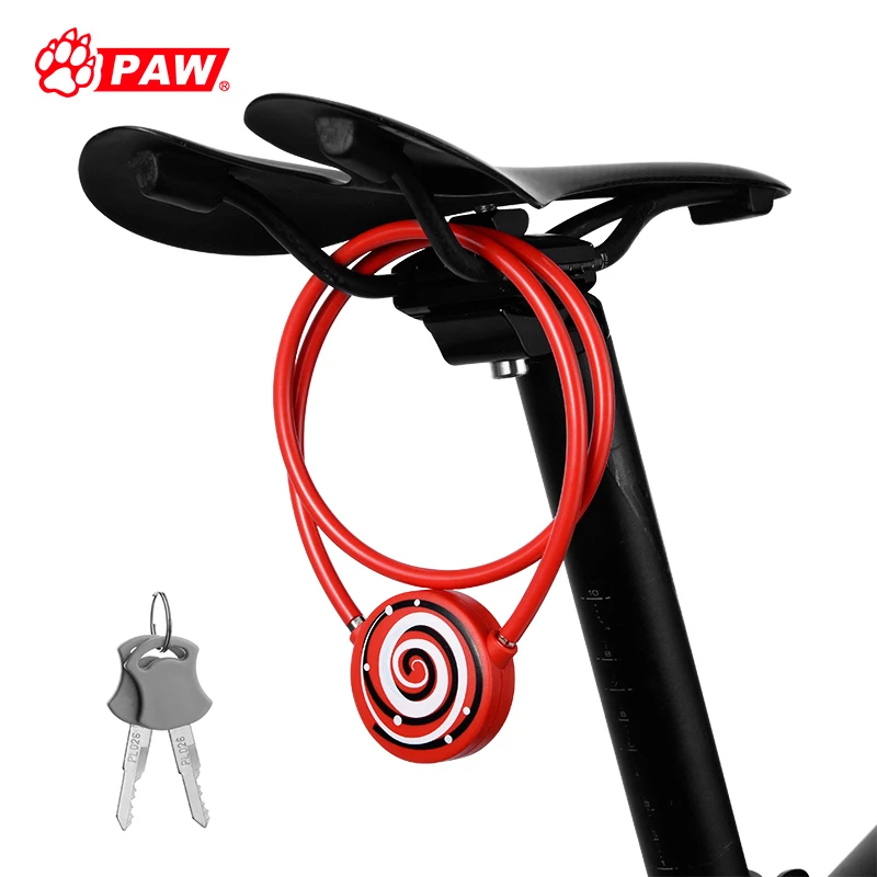 

PAW Bike Steel Cable Lock Cycling MINI Ultralight Key Cable Lock BMX MTB Bicyle Safety ABS Lollipop Padlock Lock Accessories