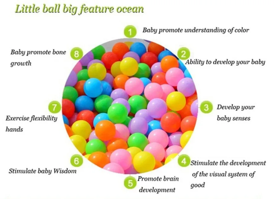 Bunte weiche Kunststoff Spielzeug Ball für Kinder Zelt Mini Schwimmbad 25/5 #KY 