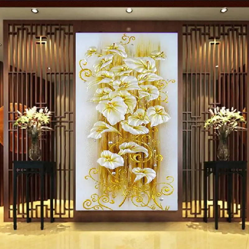 

2017 NEW DIY 5D DIY Diamond Painting Crystal Lily Flower 3D Cross Stitch Decorative Needlework Embroidery Full Round Rhinestone