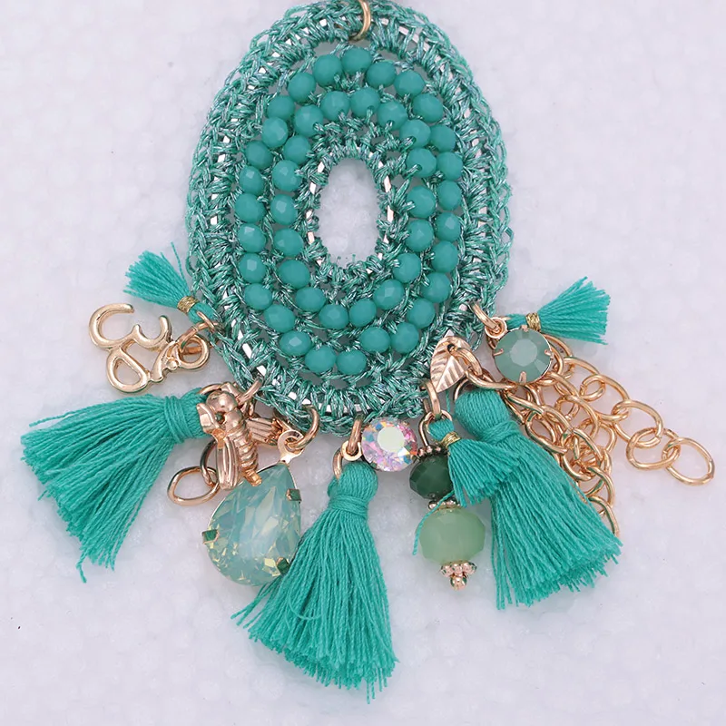 Sehuoran long tassel earrings for woman boho  crystal beads facted handmade pendients for woman wedding earrings (12)