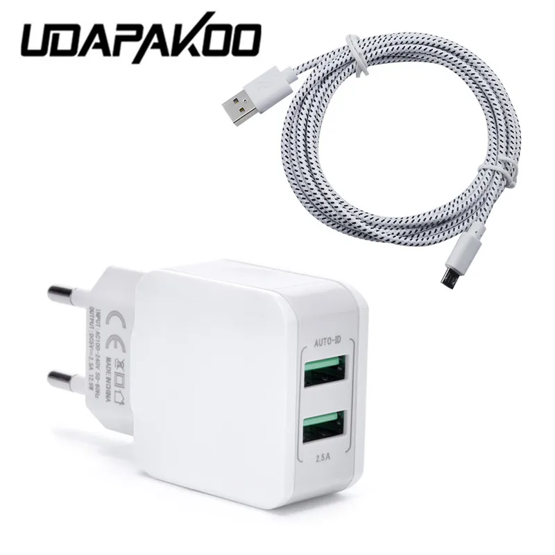 

5V 2.5A EU Plug Charger + 1M nylon Micro USB For Samsung Galaxy S4 S3 j3 j5 j7 for xiaomi redmi 5 6 5a 4a note 4x formeizu m5 m6