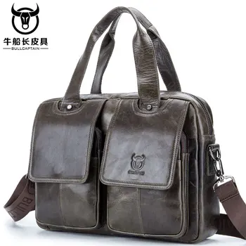 

BULLCAPTAIN 2019 Men leather bag Messenger Shoulder Bags business Computer Laptop Bags Fashion cowhide male commercial briefcase