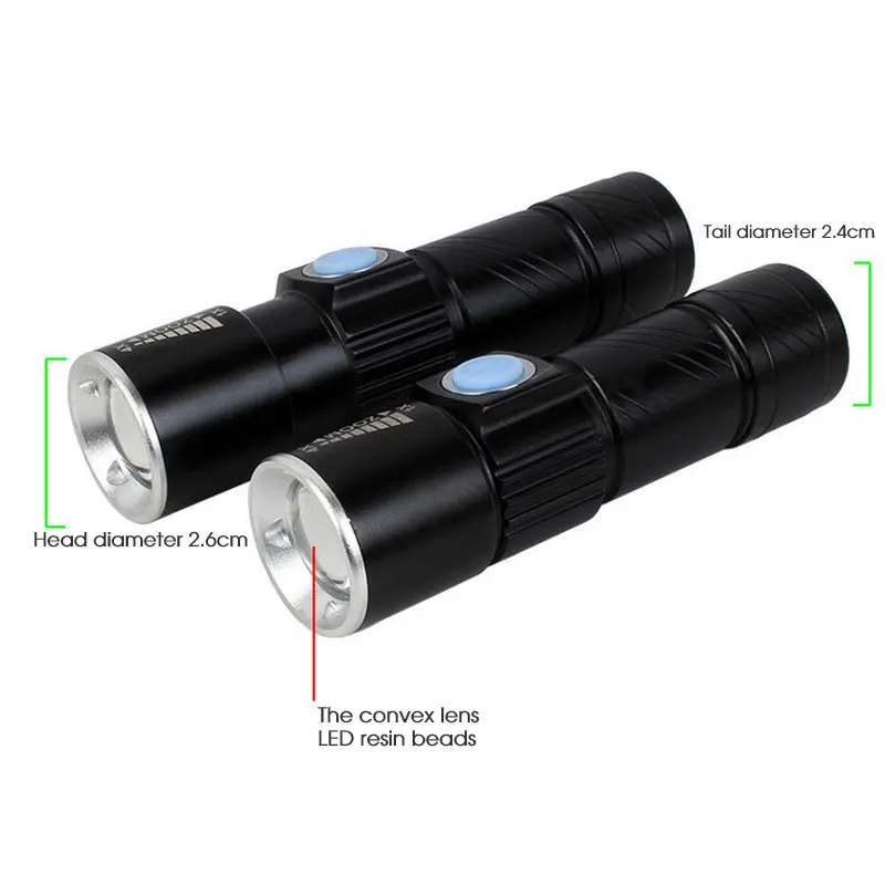 TRANSCTEGO мощный светодиодный фонарик usb удобный перезаряжаемый портативный мини USB зарядка для улицы Q5 zoom высокие яркие фонари