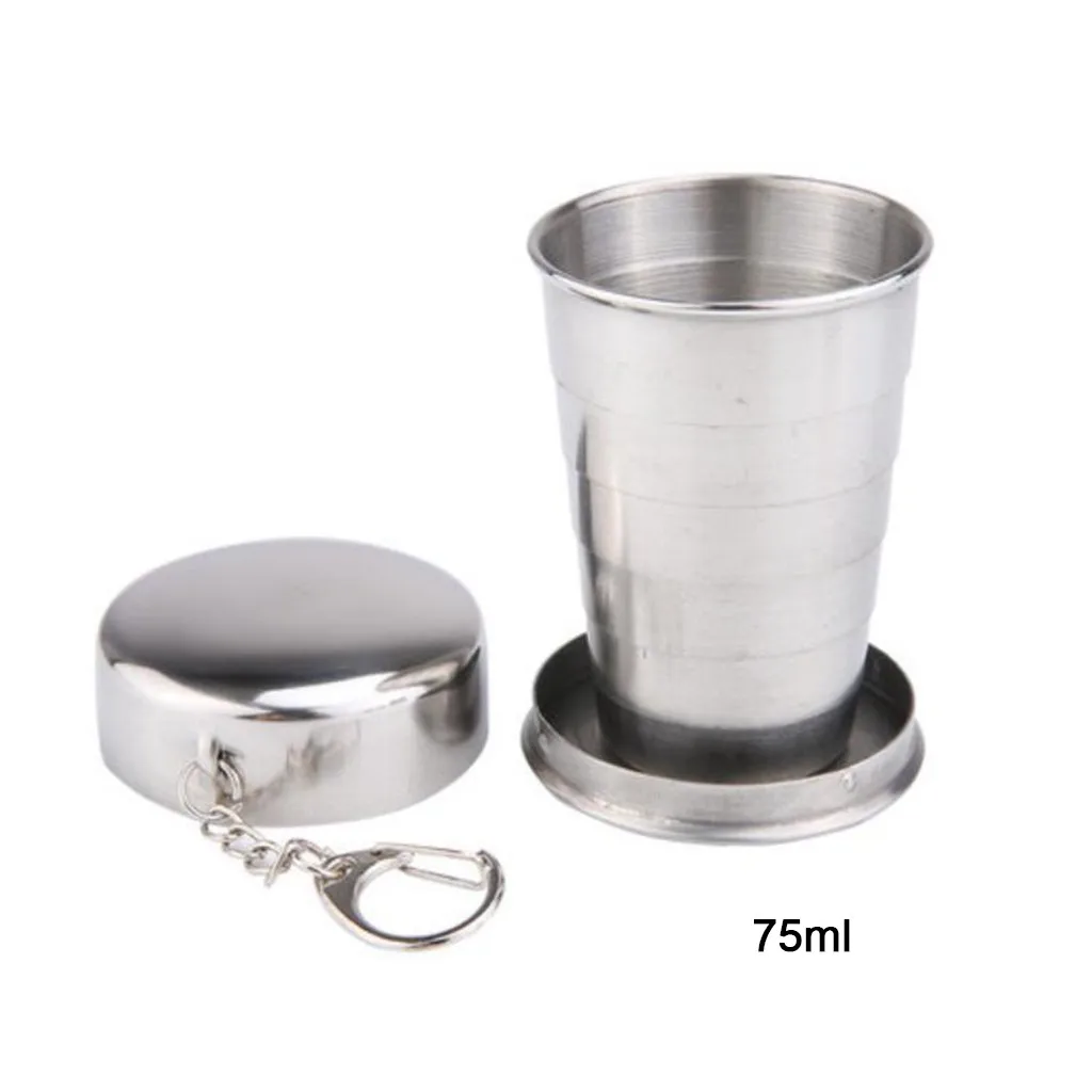 ISHOWTIENDA складные стаканчики из нержавеющей стали для кемпинга с брелком для путешествий на открытом воздухе походные портативные чашки Прямая поставка