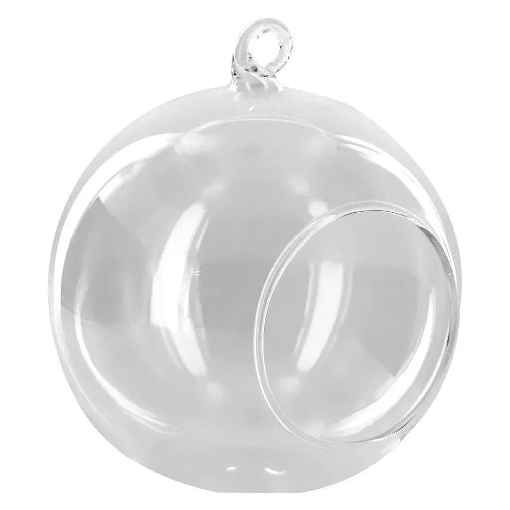 

10 Cm Ball Shape Clear Hanging Glass Bauble Plant Flower Vase Decoration Spherical Vase Transparent Colorful
