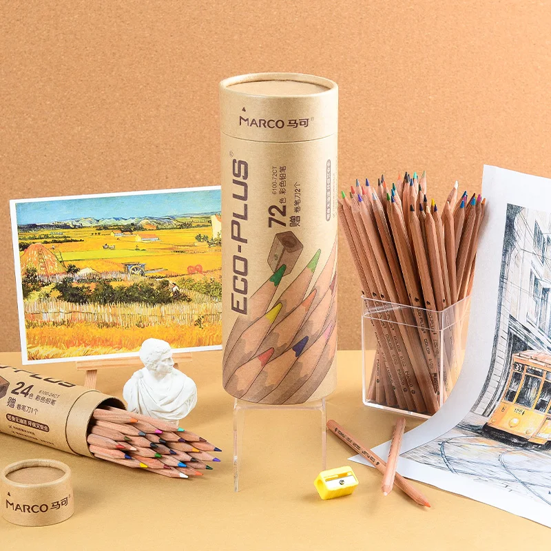 

MARCO 24/36/48 Colors Colored Pencil Oily Sketch Drawing Pencils School Office Professional Colored Pen Drawing