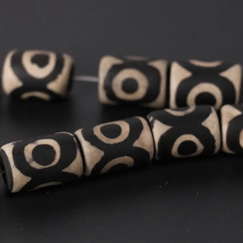 2Strands/Lot,15x20mm Natural Tibetan Onxy Vintag Eye Dzi Tube Cylinder Spacer Beads Wholesale,Bracelet Necklace Jewelry Making