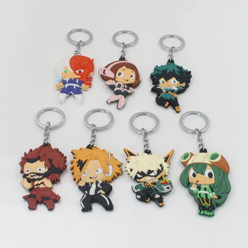 

Anime cartoon My Hero Academia PVC keyrings cos Midoriya Izuku Uraraka Ochako Kaminari Denki figure novelty fashion children men