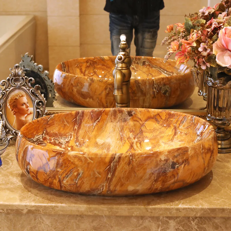 Chinese Counter Top Wash Basin Bathroom Sink ceramic bowl wash basin oval shape (2)
