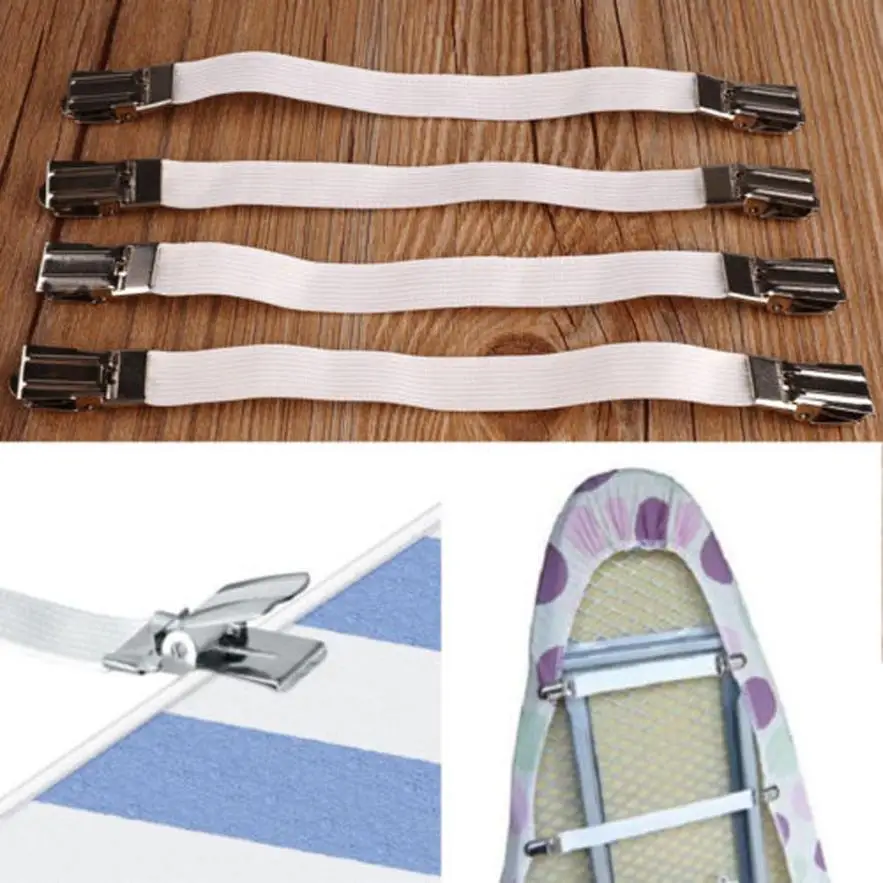4pcs Metal Bed Sheet Fasteners Mattress Strong Clip Grippers Elastic