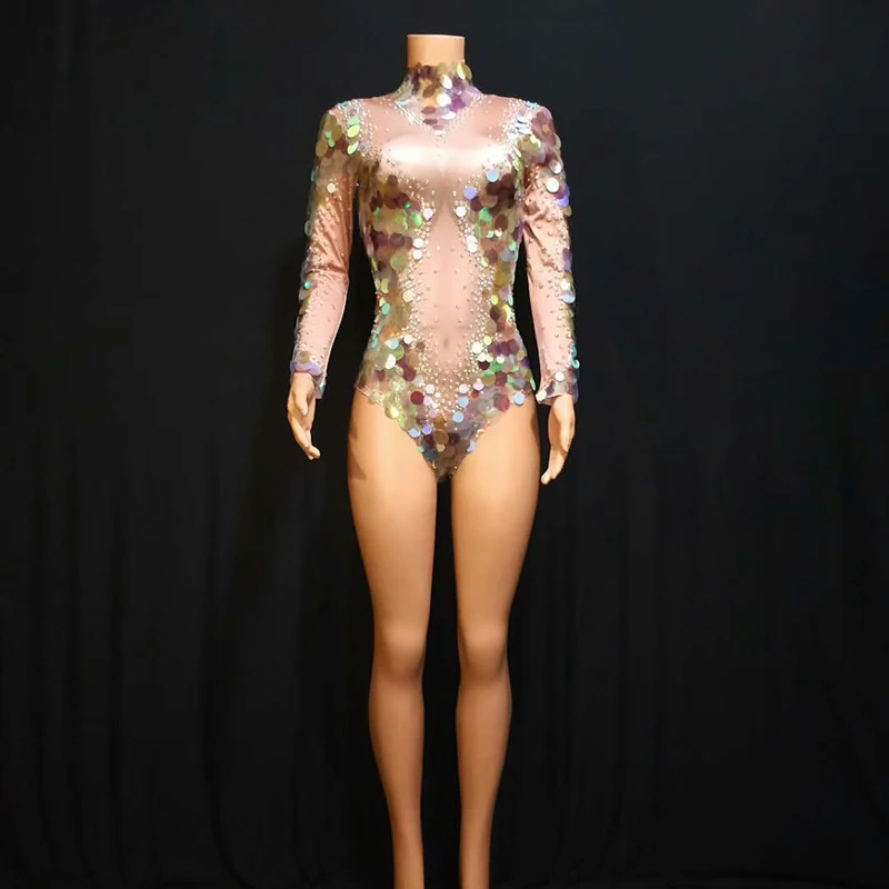 Colorful Sequin Rhinestones Bodysuit Women Stage Dance Costume Nightclub Dance Female Singer Show Bright Leotard Sexy Clothin Colorful Sequin Rhinestones Bodysuit Women Stage Dance Costume Nightclub Dance Female Singer Show Bright Leotard Sexy Clothin