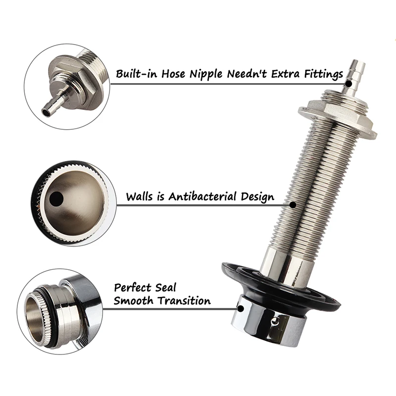 Пивной хвостовик крана 100 мм с ниппель, хромированная латунная пластина, Разливное пиво дозирования