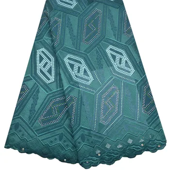 

Latest African Laces 2018 African Swiss Voile Lace Net Lace Embroidery Fabric Stones African lace fabrics Teal Color 1265