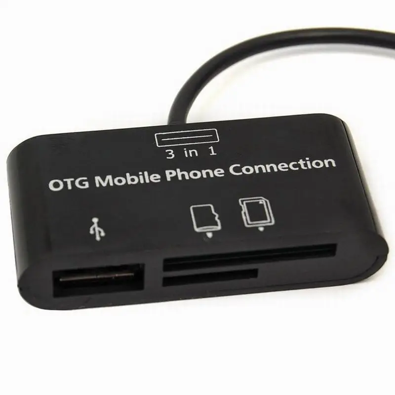 3 в 1 USB подключение SD MMC TF MicroUSB OTG кардридер leitor de cartao для мобильного телефона samsung htc OTG кабель адаптер Micro USB