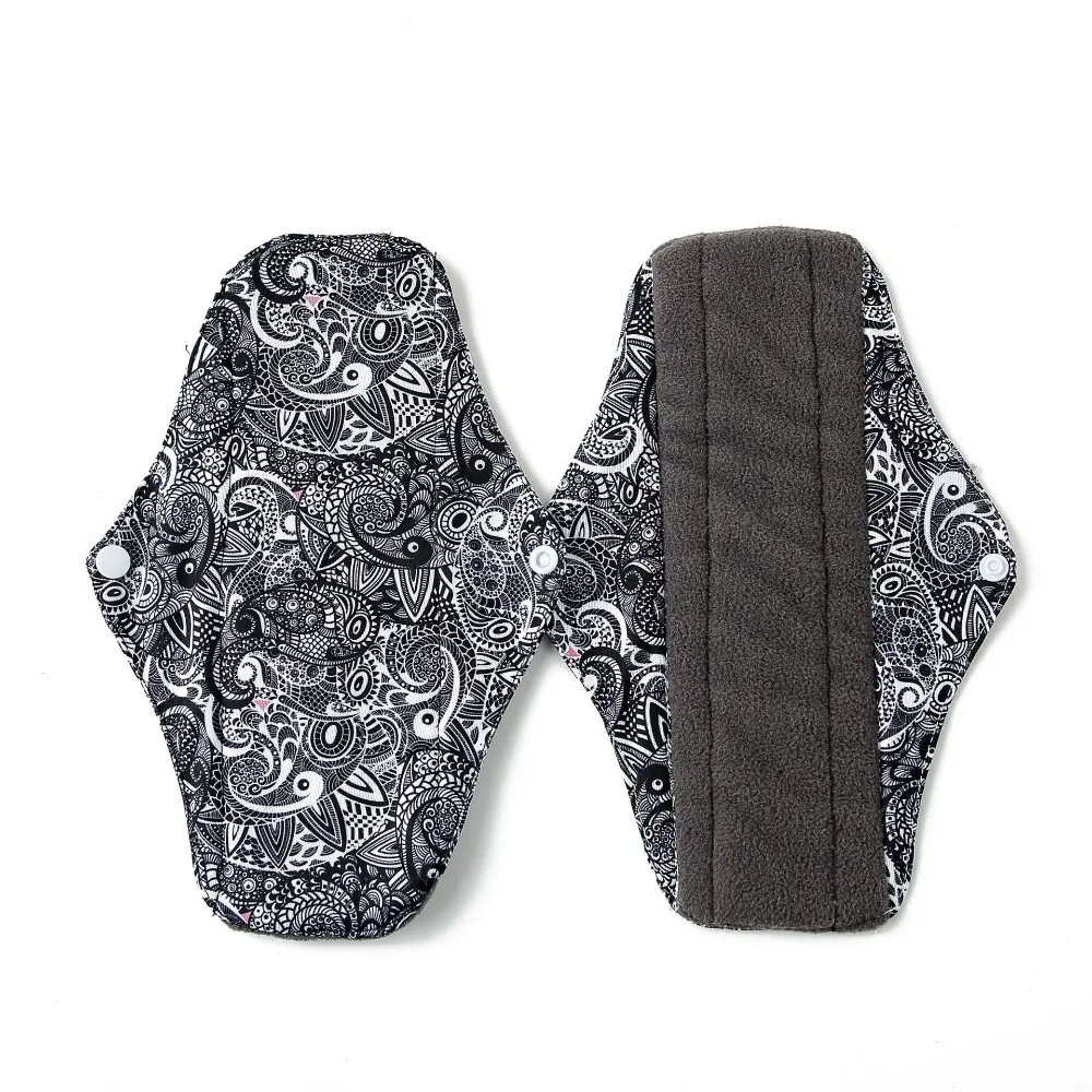 

2019 bamboo charcoal fleece inner cloth menstrual pads for regular flow, women reusable napkin pads 16