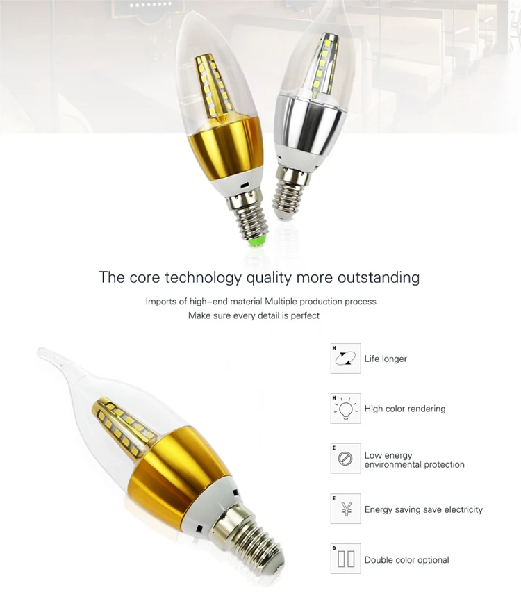 10 шт. E14 Светодиодный свечки Золотой Алюминий 5 Вт 7 Вт светодиодный свет 220 В Светодиодный лампа лампада Bombillas lumiere SMD2835 кристалл лампы