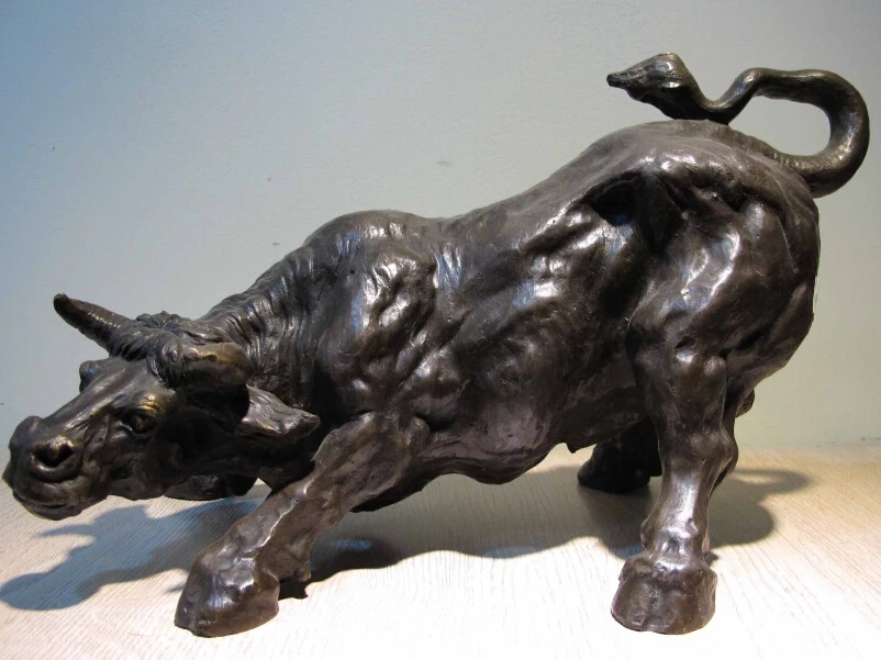 

free Chinese Art Copper Bronze Sculpture Animal Cattle Bull Ox Cow Statue Figurine fast
