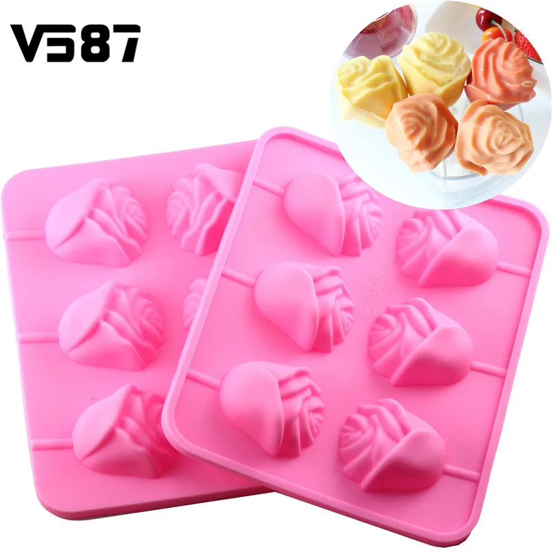 Buy 6 Rose Flowers Shape Silicone Mold Chocolate