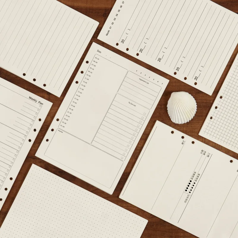 

1pcs 50 sheets of A5 universal hand account replacement inside page standard 6 hole month plan week plan financial notebook