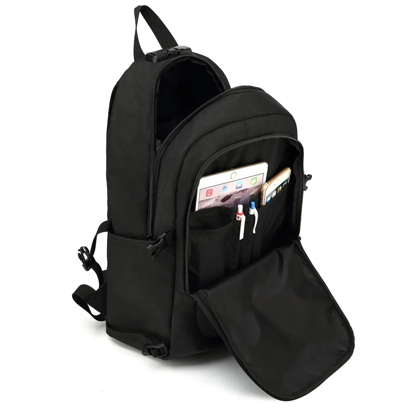 Men Backpack Multifunctional Cipher Lock Anti Theft 15.6Inch Laptop Backpack Waterproof Teen Boys School Bag Black 