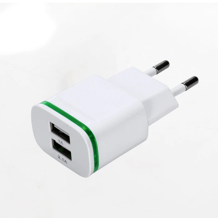 

2 USB Ports US EU Plug Charger with LED Light DC 5V 2.1A Output Power Adapter Used for iPhone iPad Samsung Mobile Phones Tablets