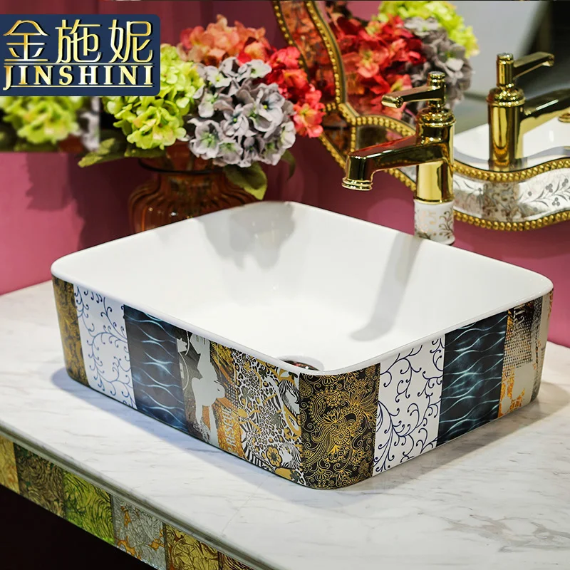 

Gold jingdezhen ceramic art bathroom table basin wash basin j066