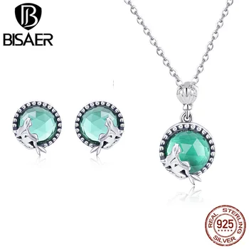 

4 PCs Necklce and Earrings 925 Sterling Silver Blue Tale Mystery Mermaid Jewelry Sets Summer Holiday Fashion Silver Jewelry