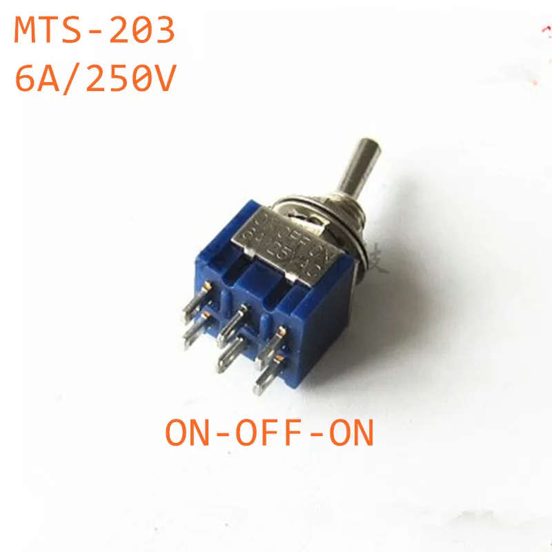 50 шт./лот мини флуоресцентный 6-контактный 3-позиционный G104 ON-OFF-ON 6A 125V